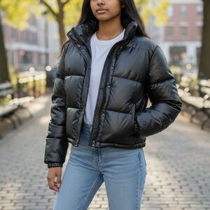 C&C California Black Faux
Leather Puffer Jacket / Juniors